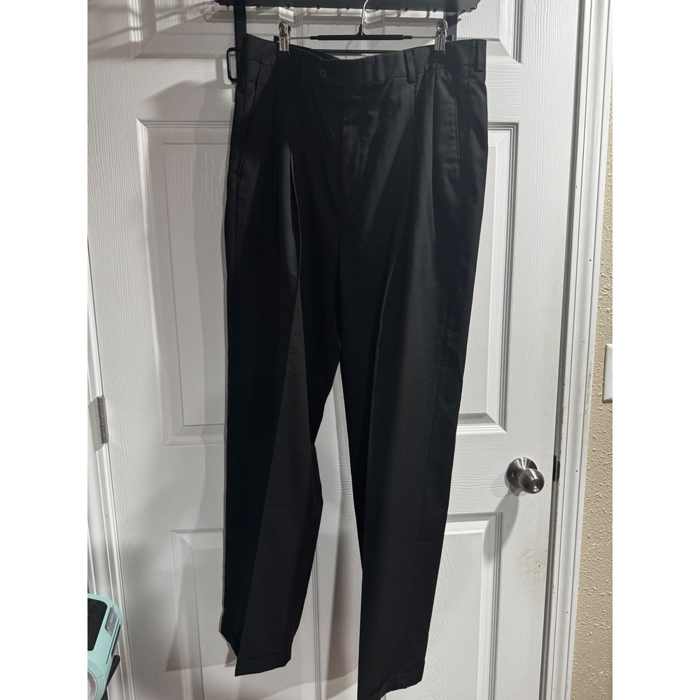 Mens Black Pleated Dress Pants 34x32 Business Casual Trousers Slacks